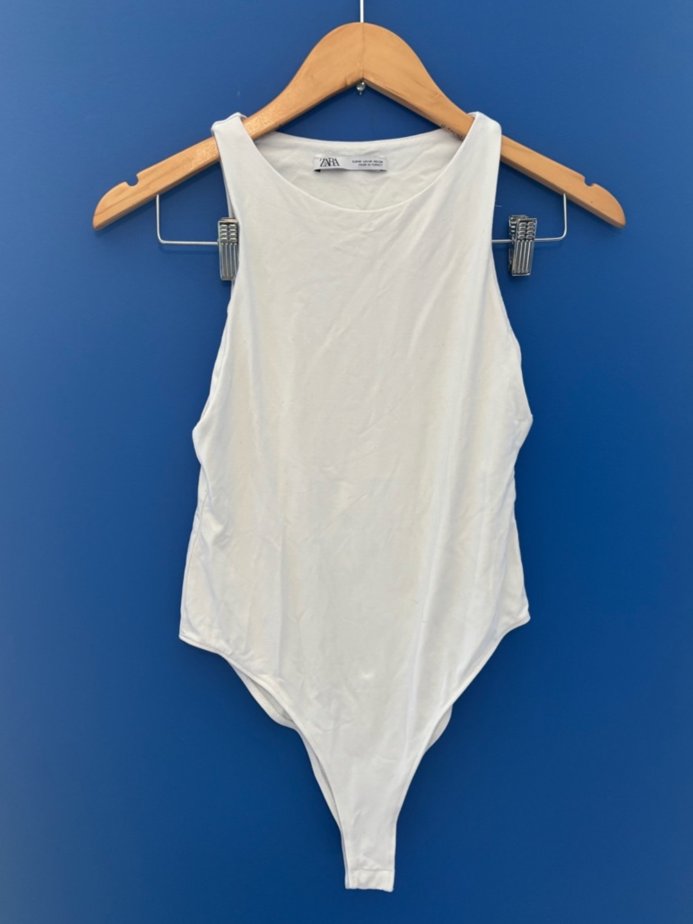 {Zara} White High-Cut Tank Bodysuit women's size M